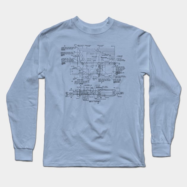 M16 AR15 Lower Receiver Dimensioned Drawing Long Sleeve T-Shirt by erock